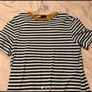 vintage green striped mustard yellow tee t shirt